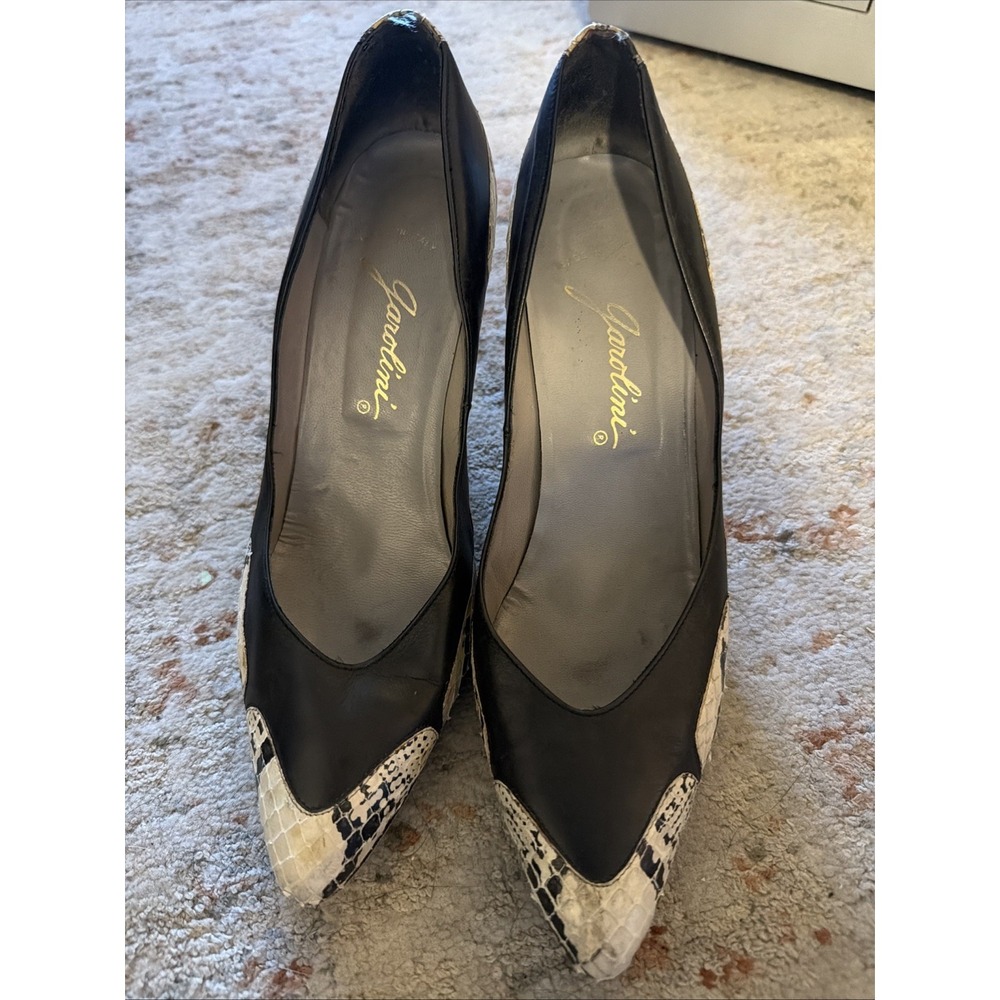 Vintage Garolini Women's Shoes Patent Leather Black Snake skin Size 8